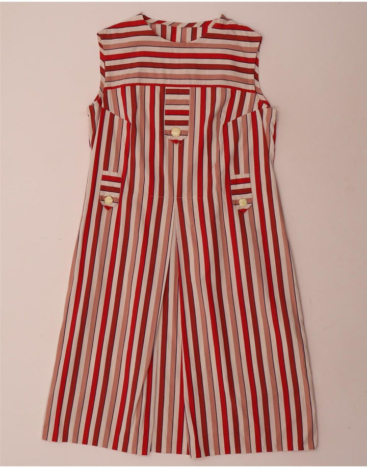 Vintage Womens A-Line Dress UK 12 Medium Red Striped