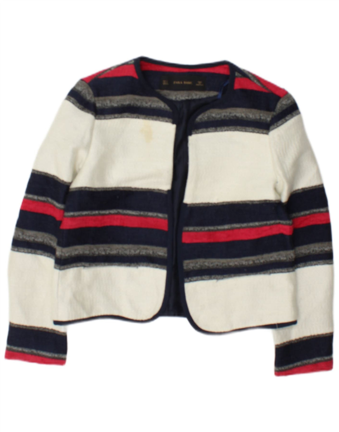 Zara Womens Open Bolero Jacket UK 10 Small Hvidstribet