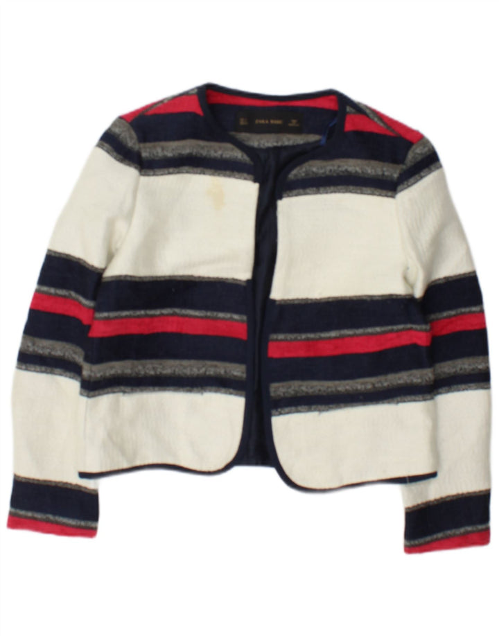 Zara Womens Open Bolero Jacket UK 10 Small Hvidstribet