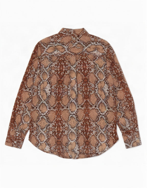 Marks & Spencer Womens Shirt Blouse UK 8 Small Brown Animal Print Polyester