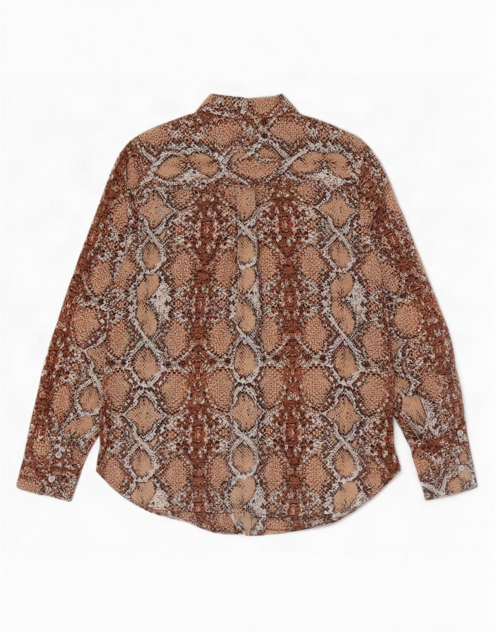 Marks & Spencer Womens Shirt Blouse UK 8 Small Brown Animal Print Polyester