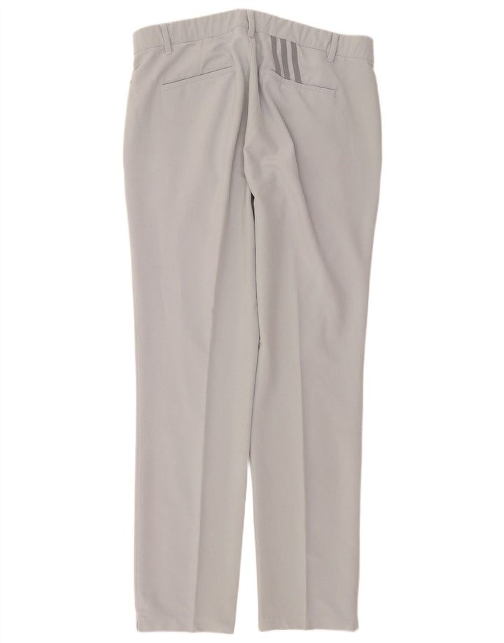 Adidas Mens Straight Chino Trousers W36 L34 Grey Polyester