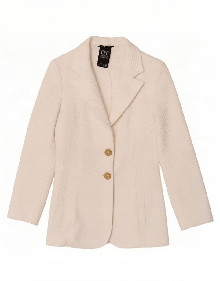 Gianfranco Ferre Womens 2 Button Blazer Jacket IT 46 Large White Cotton