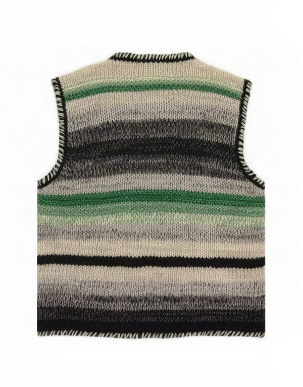 Benetton Pull Cardigan sans Manches Femme UK 12 Moyen Multicolore