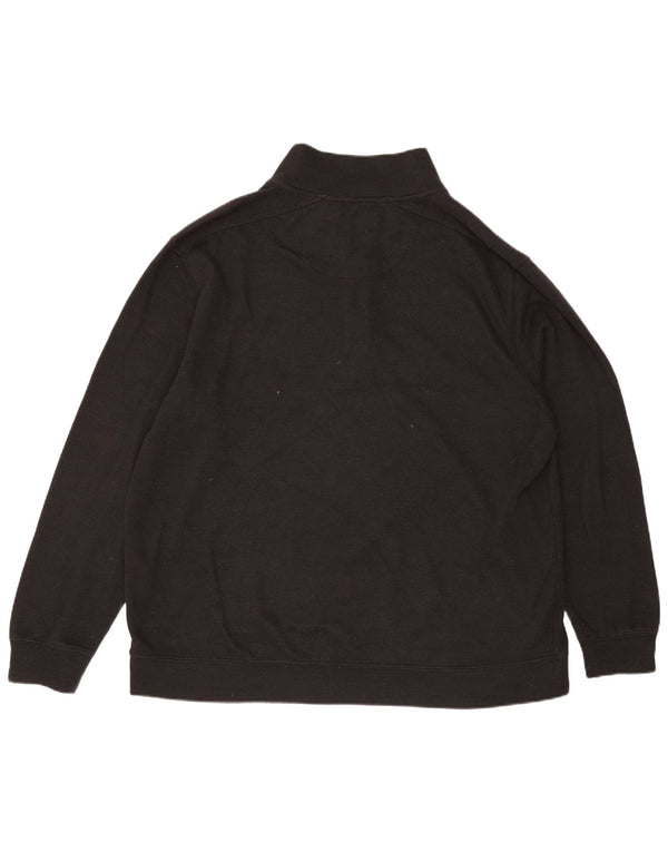 Pierre Cardin Mens Zip Neck Sweatshirt Jumper 4XL Black Cotton