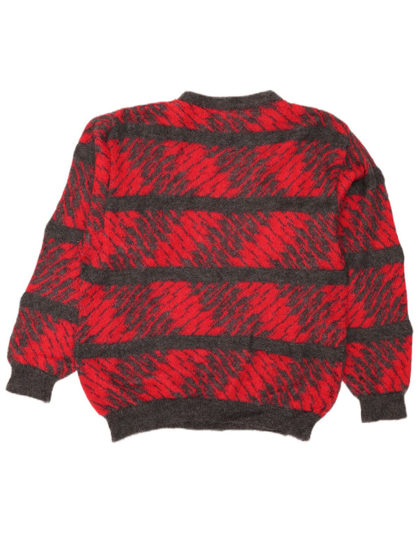 Maglione girocollo da uomo vintage a righe rosse grandi