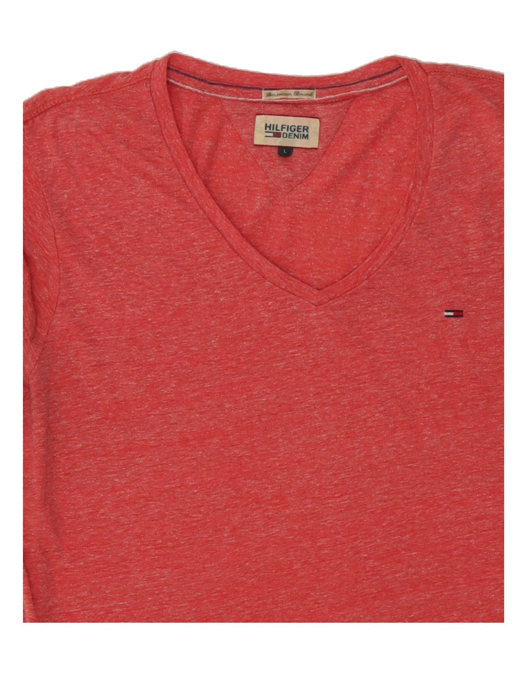 TOMMY HILFIGER Mens T-Shirt Top Large Red Vintage Tommy Hilfiger and Second-Hand Tommy Hilfiger from Messina Hembry 