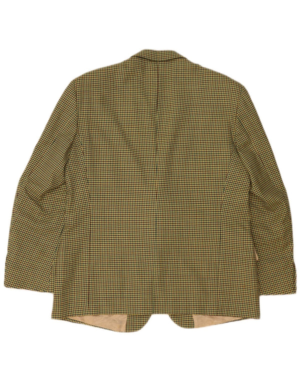 Vintage herre 2-knaps blazerjakke IT 56 3XL gul Houndstooth Uld