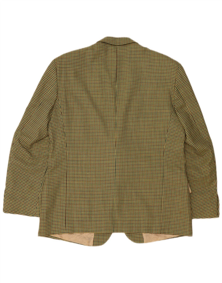 Vintage hombres 2 botones Blazer chaqueta IT 56 3XL lana de pata de gallo amarilla