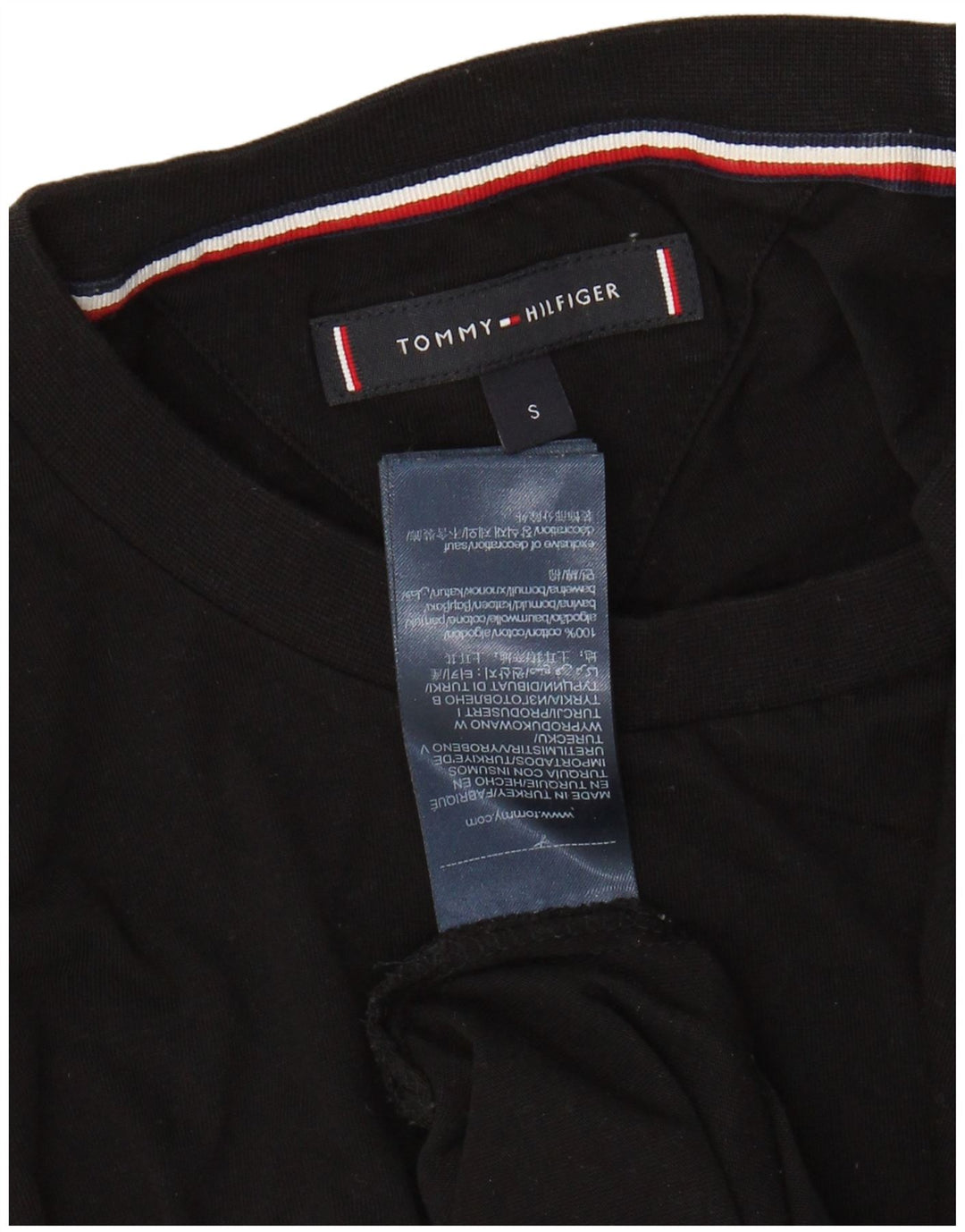 TOMMY HILFIGER Mens T-Shirt Top Small Black Cotton