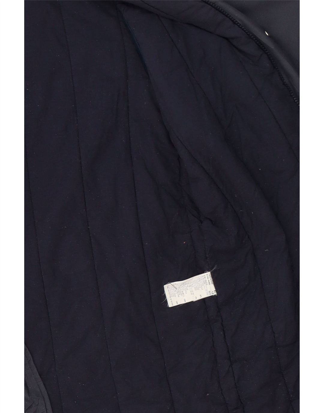 BENETTON Boys Hooded Padded Jacket 11-12 Years XL Navy Blue Polyester Vintage Benetton and Second-Hand Benetton from Messina Hembry 