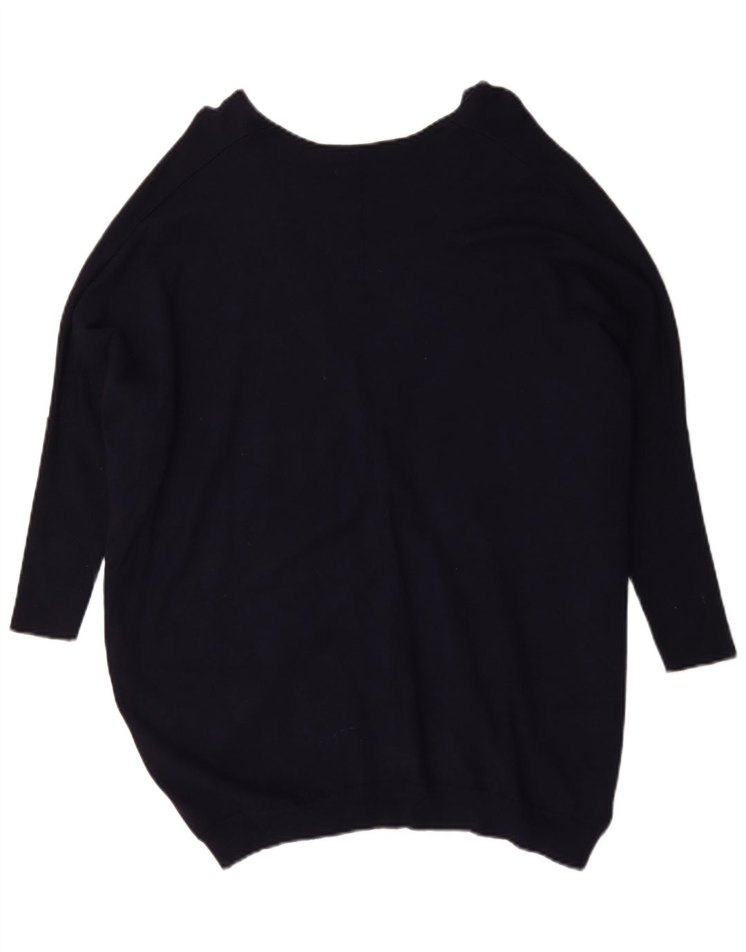 Zara Womens Oversized V-Neck Jumper Sweater UK 14 Medium Navy Blue
