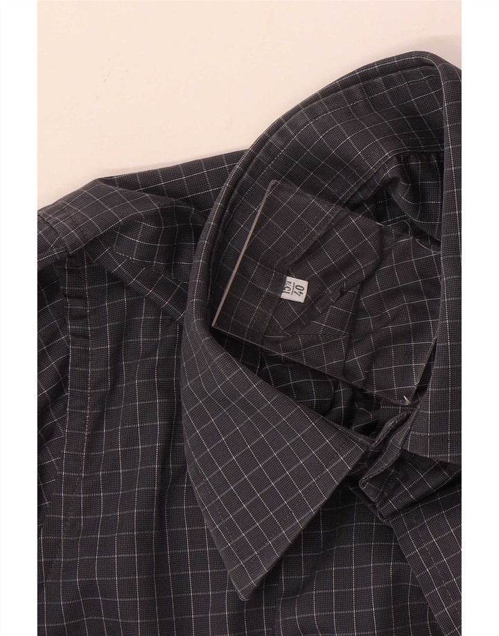 Yves Saint Laurent Camisa para hombre Talla 40 15 3/4 Cuadro gris medio