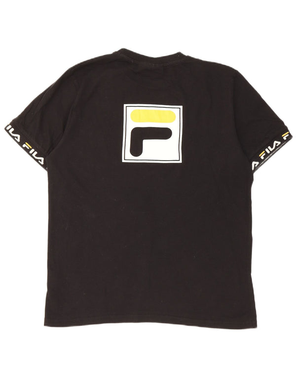 Fila Herre Grafisk T-Shirt Top Medium Sort Bomuld