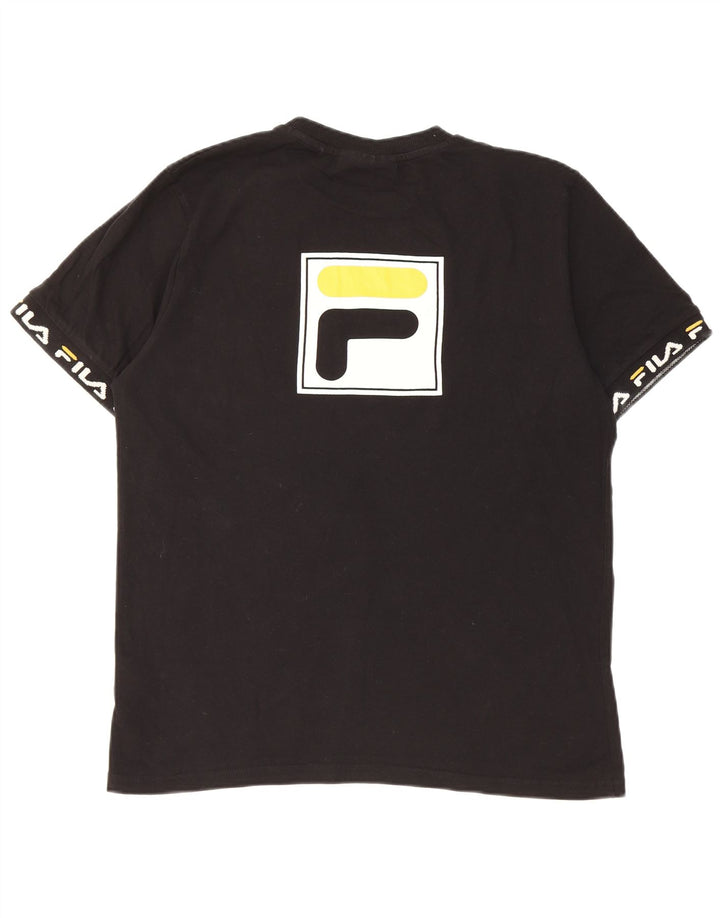 Fila Mens Graphic T-Shirt Top Médio Algodão Preto