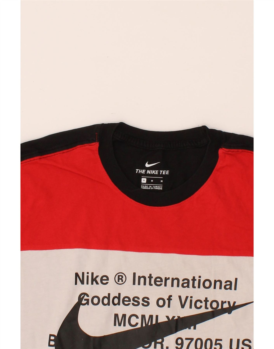 NIKE Mens Graphic T-Shirt Top Medium Black Colourblock Cotton