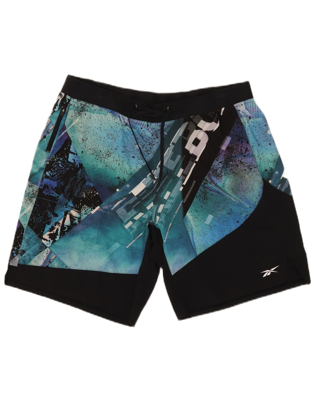Reebok Mens Graphic Swimming Shorts Large Blue Colourblock Polyester
