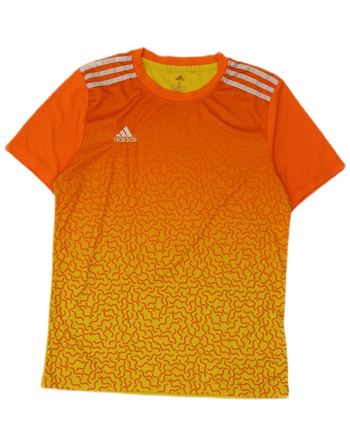 Adidas Mens Climalite T-Shirt Top Small Orange Colourblock