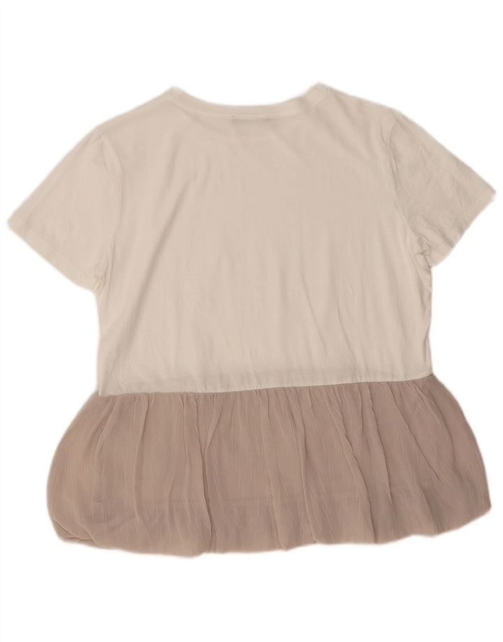 ZARA Damebluse Top UK 14 Medium White Colourblock