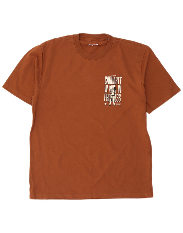 Carhartt Mens Graphic T-Shirt Top Large Brown Cotton