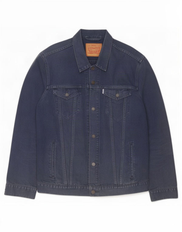 Jaqueta jeans masculina Levi's UK 42 XL azul marinho algodão