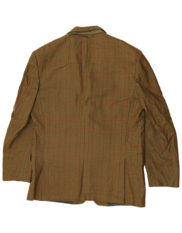 Brooksfield Mens 2 Button Blazer Jacket IT 50 Large Green Check Wool