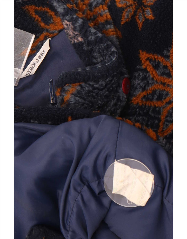 Astrolabio Mens Fleece Jacket UK 40 Large Navy Blue Floral Polyester