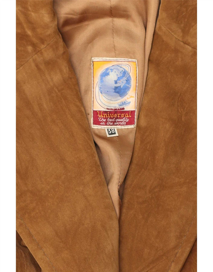 Vintage Womens 2 Button Suede Blazer Jacket EU 38 Medium Brown