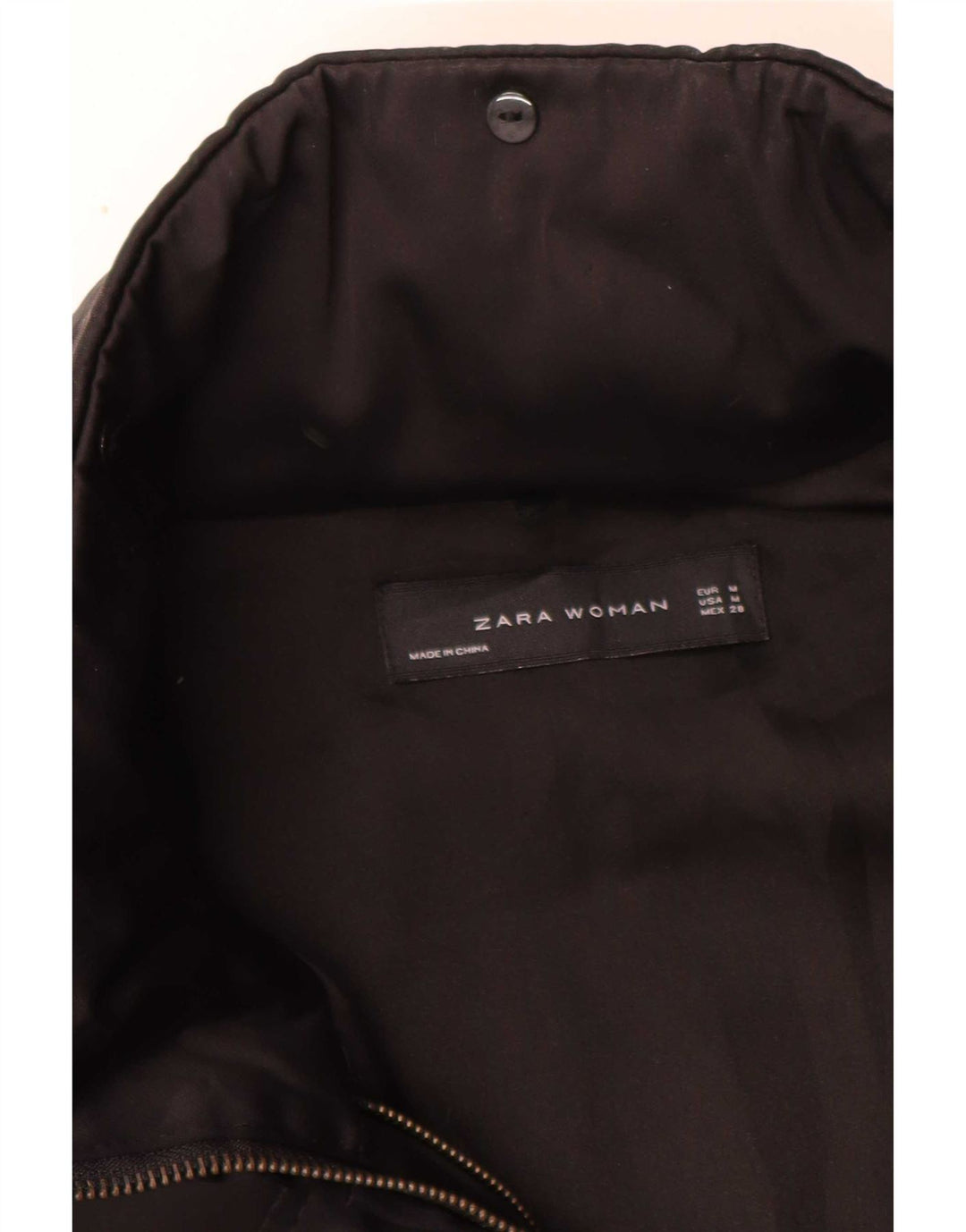 Zara Dame Hooded Parka Jacket UK 14 Medium Black