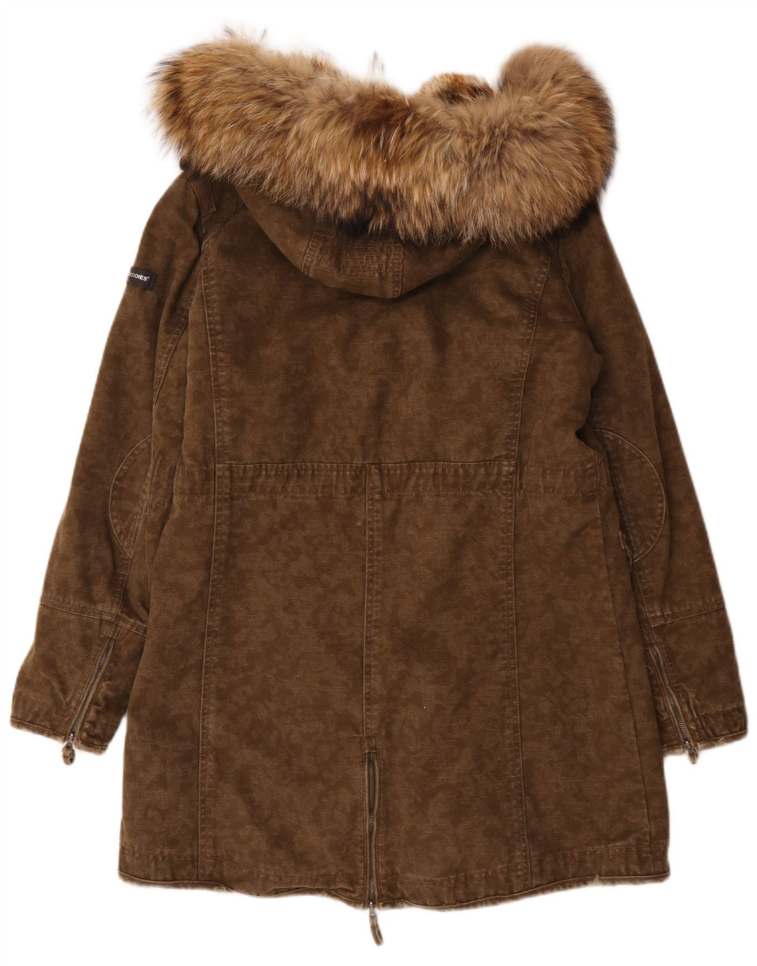 Frieda & Freddies Damen-Parkajacke mit Kapuze, EU 40, mittlere Khaki-Baumwolle