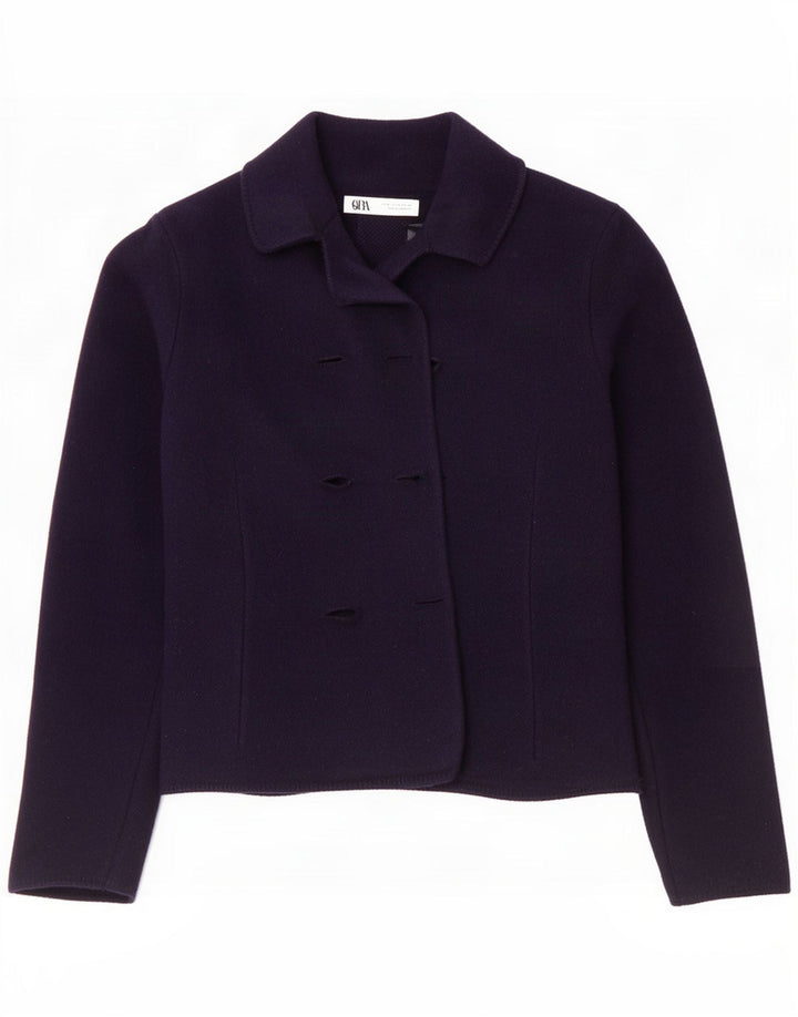 Zara Γυναικείο μπουφάν blazer UK 14 Medium Navy Blue Wool