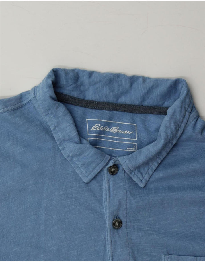 EDDIE BAUER Mens Polo Shirt Large Blue Cotton Vintage Eddie Bauer and Second-Hand Eddie Bauer from Messina Hembry 