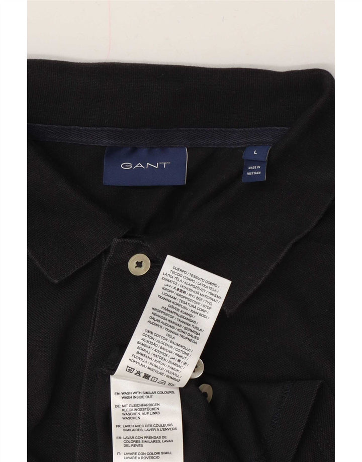 Gant Mens Graphic Polo Shirt Large Black Cotton