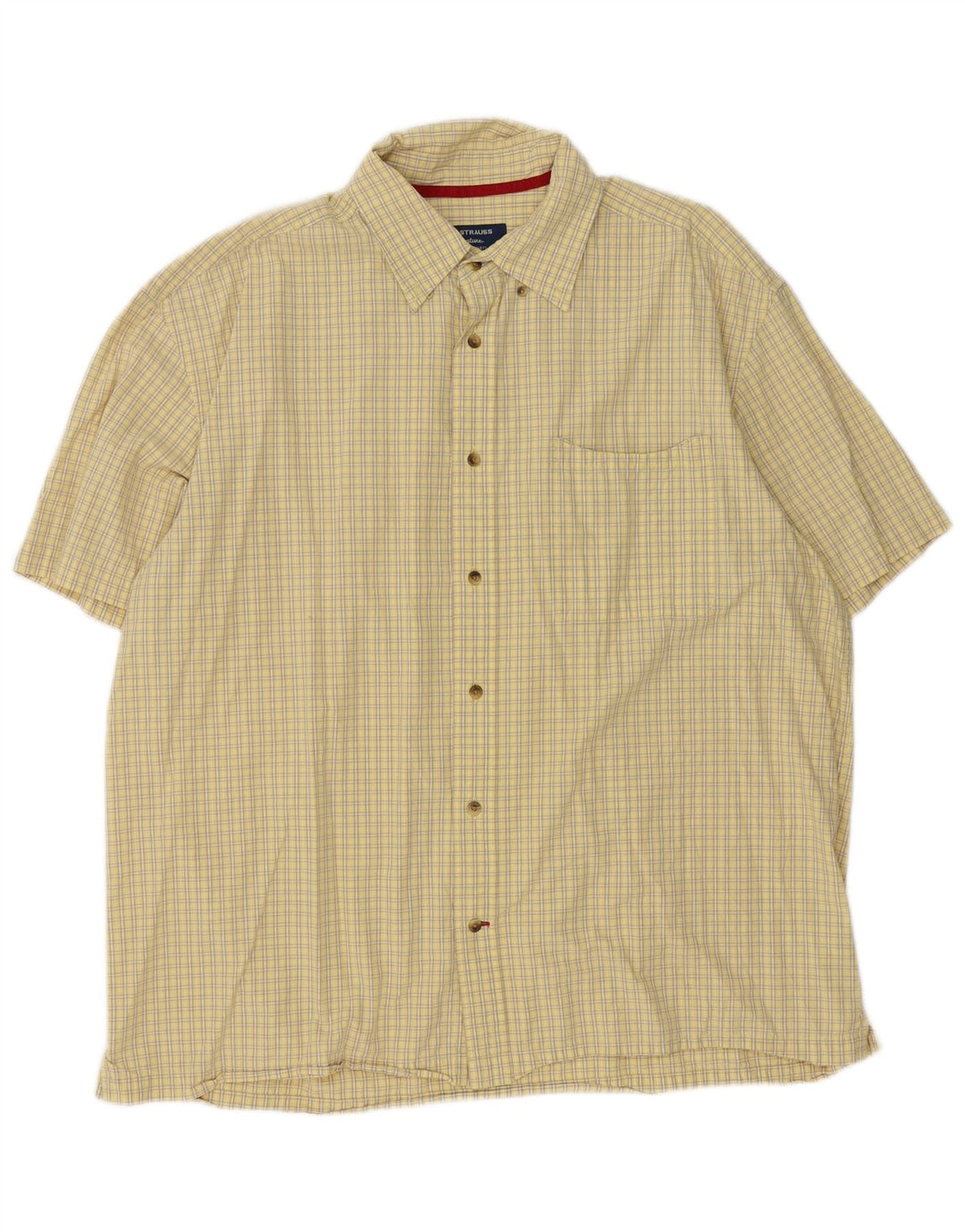 Levi's Mens Short Sleeve Shirt XL Yellow Gingham Cotton