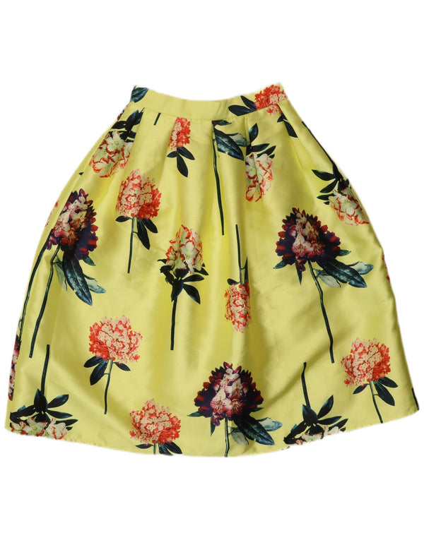 vintage Womens Bubble Jupe XS W26 Jaune Floral Polyester