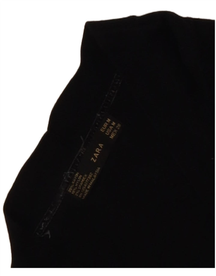 Zara Womens Crop Cardigan Sweater UK 12 Medium Black