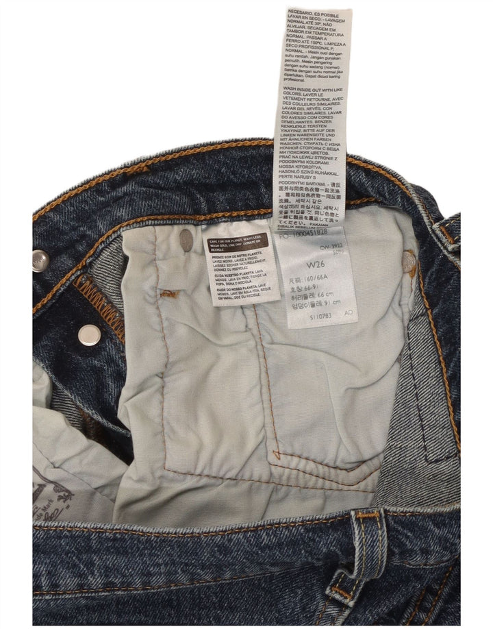 LEVI'S Womens 501 Distressed Denim Shorts W26 Small Blue Cotton