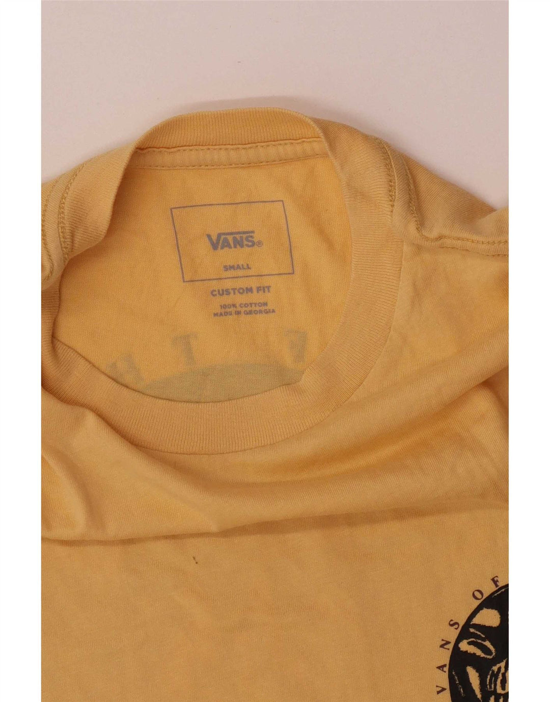 Vans Mens Custom Fit Graphic T-Shirt Top Small Yellow Cotton