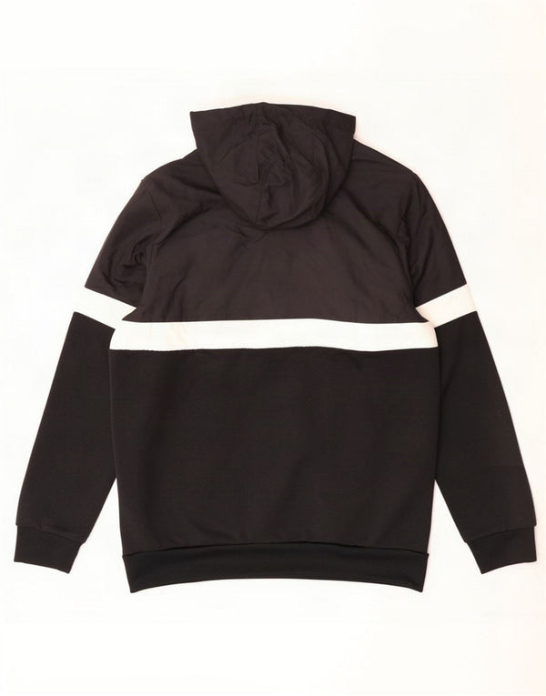 Adidas Boys Hooded Tracksuit Top Jacket 15-16 Years Black Colourblock