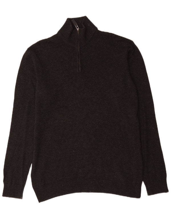 John Lewis Mens Zip Neck Jumper Sweater Medium Grey Flecked