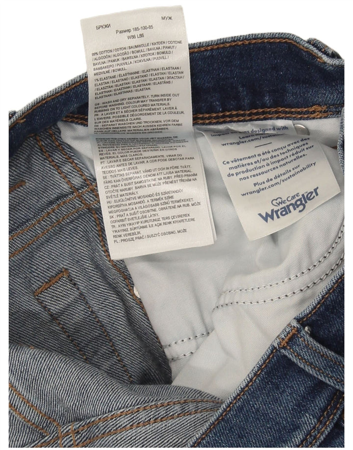 Wrangler Mens Straight Jeans W34 L34 Blue Cotton
