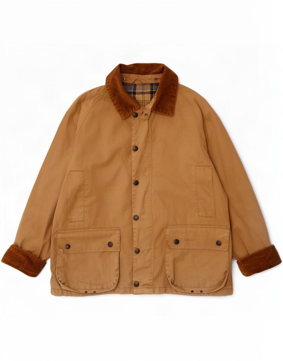 Barbour Mens Bedale Waxed Cotton Jacket UK 38 Medium Beige Colourblock