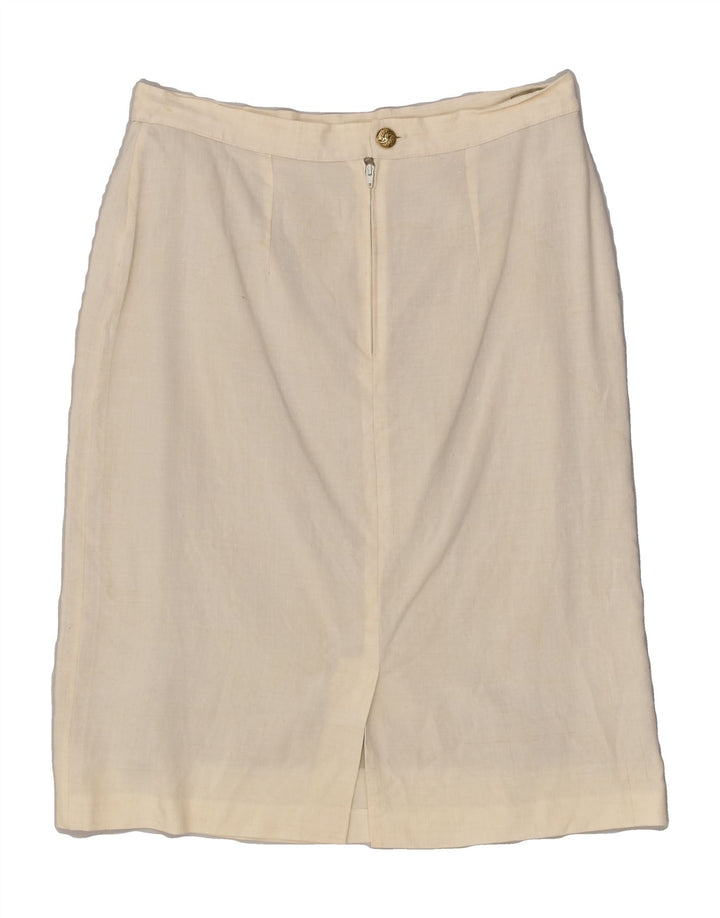 VINTAGE Womens High Waist Straight Skirt IT 48 XL W32 Off White Viscose | Vintage Vintage | Thrift | Second-Hand Vintage | Used Clothing | Messina Hembry 