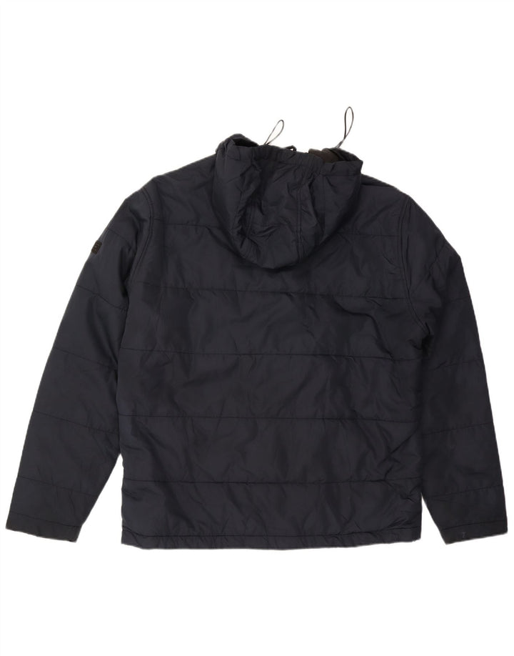 Jack & Jones Mens Hooded Padded Jacket UK 42 XL Navy Blue Polyester