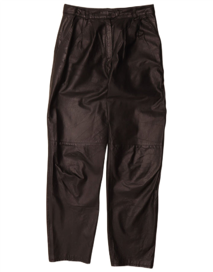 Vintage Womens Pegged Leather Trousers EU 38 Medium W28 L30 Black Leather