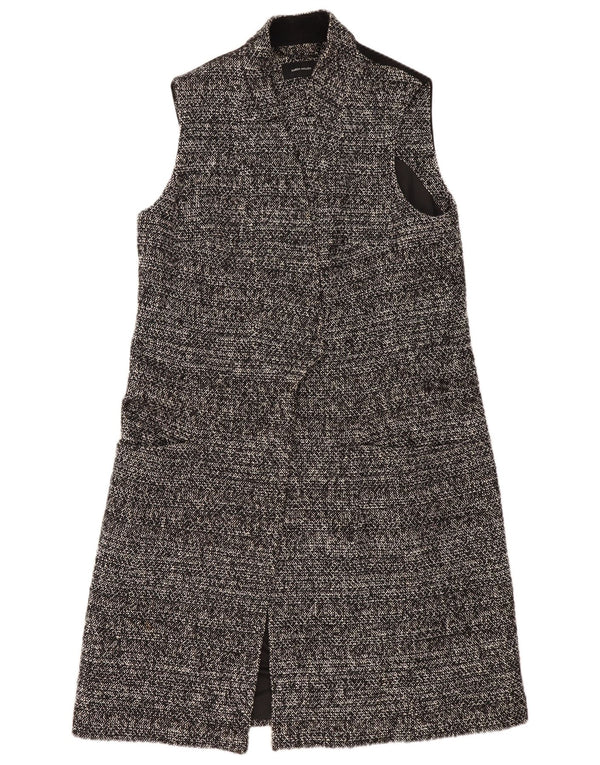 Karen Millen Damen Longline ärmellose Weste UK 14 Large Schwarz meliert