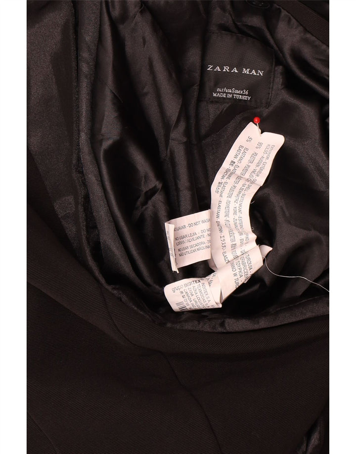 ZARA Womens 1 Button Blazer Jacket UK 10 Small Black Polyester