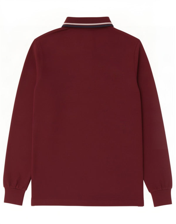 Harmont & Blaine Mens Narrow Fit Long Sleeve Polo Shirt Medium Burgundy