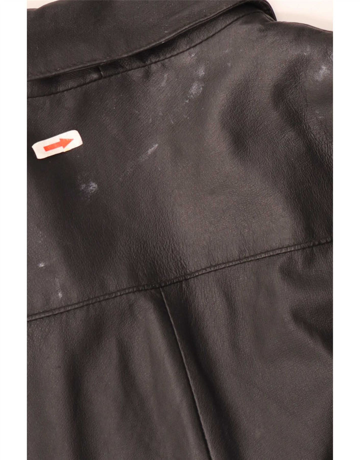 Yuppie Womens Oversized Leather Coat EU 34 XS Black