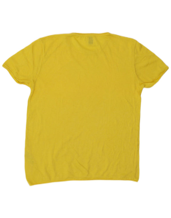 Zara Mens T-Shirt Top Medium Yellow Cotton
